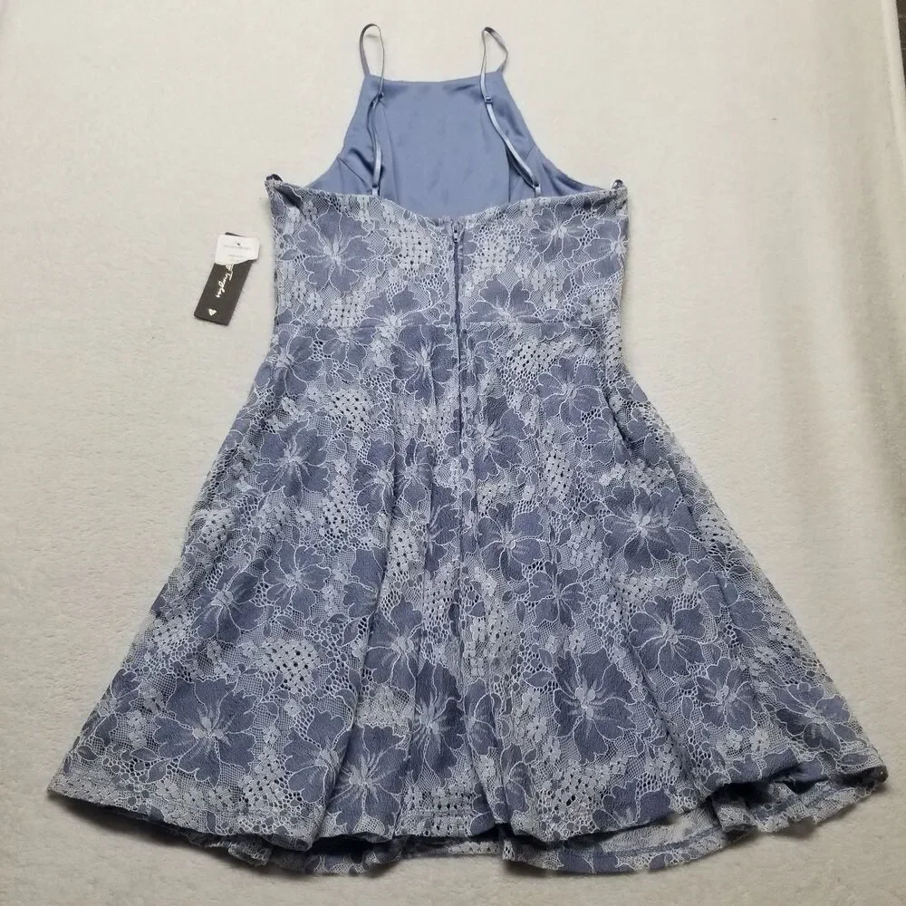 City Triangles Juniors 11 Dress Periwinkle Blue Lace Mini Fairy Feminine HOCO